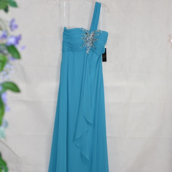 Sequined One Shoulder Long Gown SZ M By NOX NWT - Picture 8 of 12